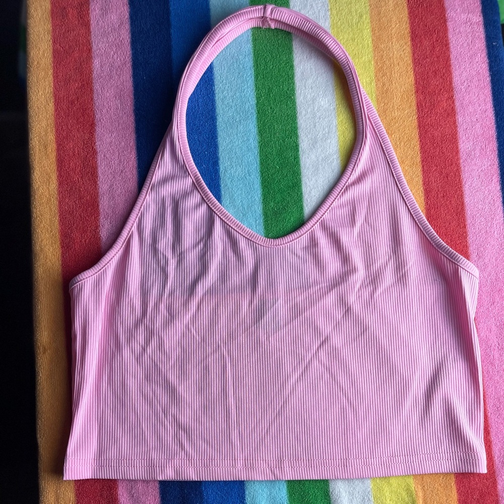 Pink Halter Crop Top (L)
